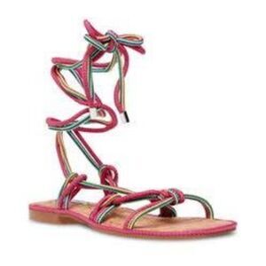 Steven Madden Pink Multicolor Lace Up Tie Gladiator Sensible Sandals NWT Size 6